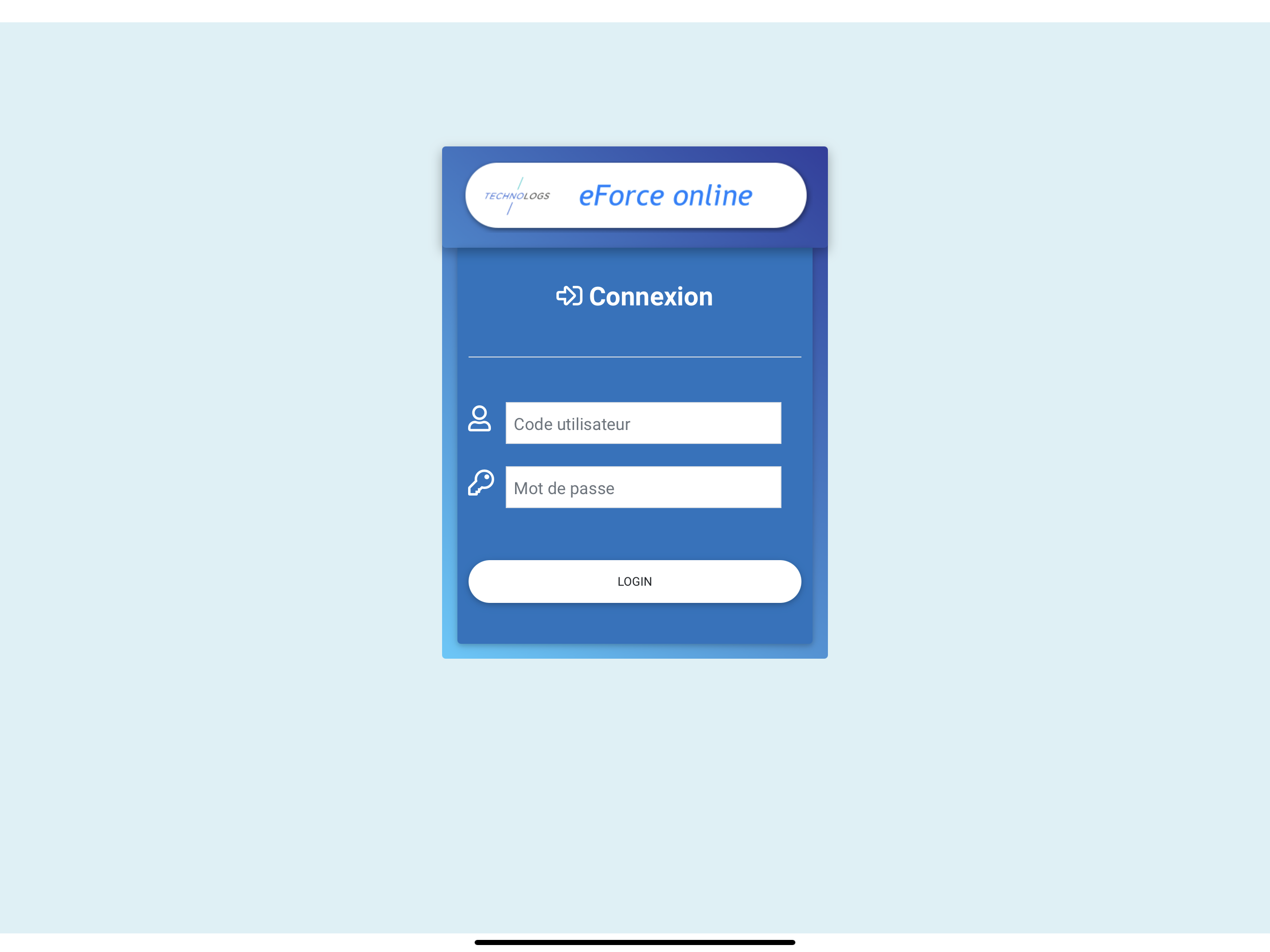 Authentification eForce online avec les codes fournis